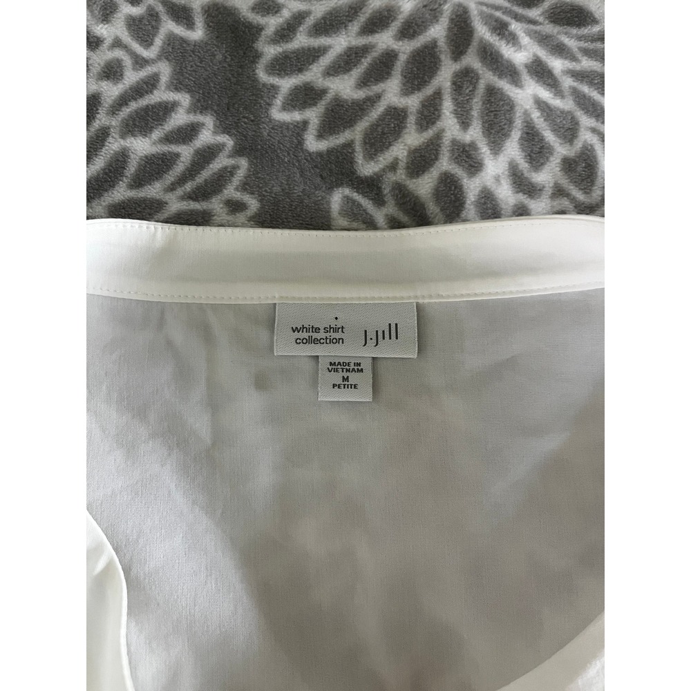 Smocked Ruffle Sleeve Blouse Medium MP White Shirt Minimalist Boho Chic Office - Picture 2 of 8